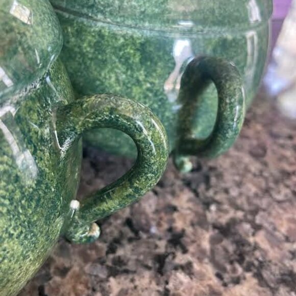 Cancello Green Lidded Bowls - Deruta Italy Dinnerware, Set of 4 - Picture 11 of 12